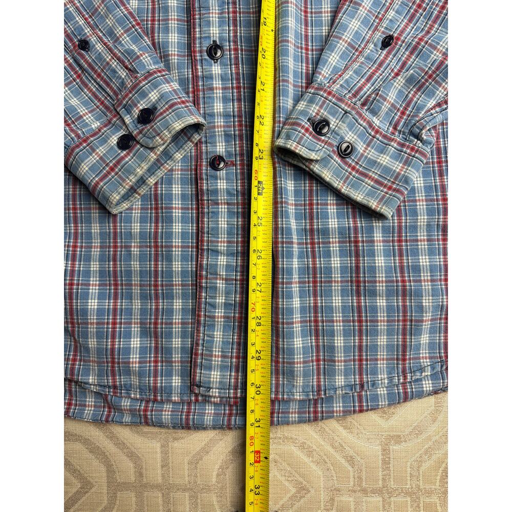 Eddie Bauer Sport Shop Mens Vintage Plaid‎ Button Down Shirt Blue Red White M - Picture 5 of 8